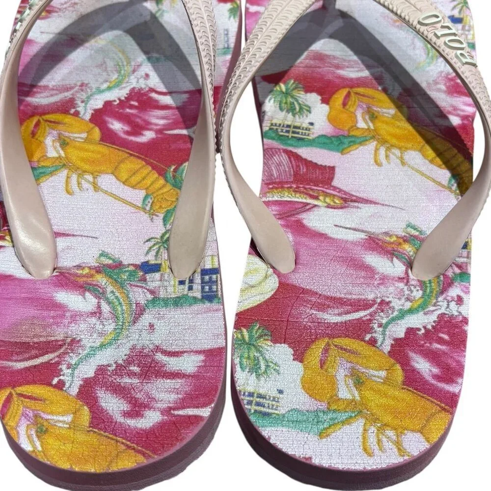 Polo Ralph Lauren Camino Lobster-Print Flip-Flop Kids Size 4/5